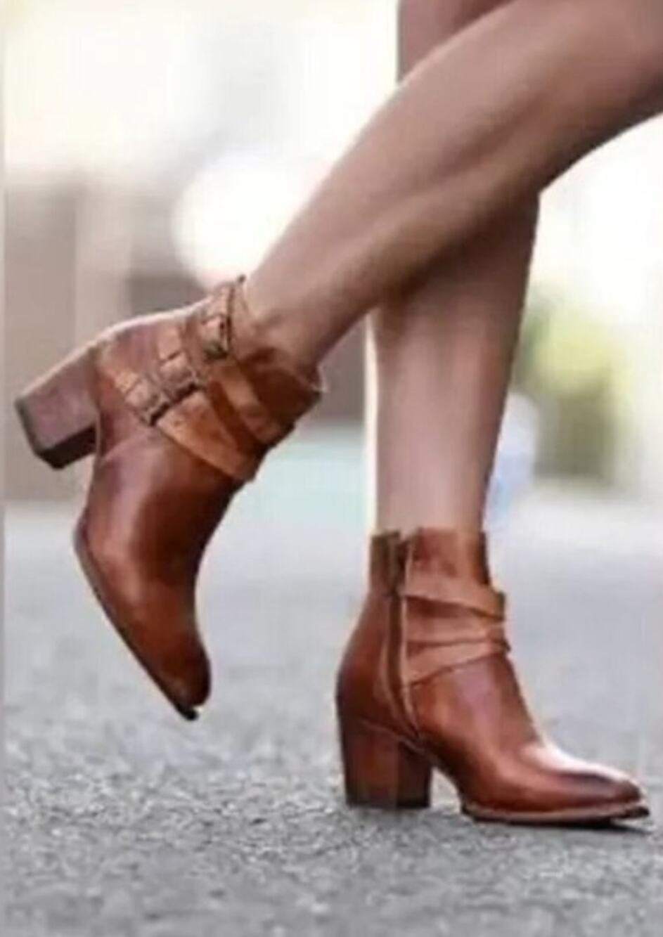BED|STU Begin Tan Brown Strappy Caged Leather Ankle Boots Size 10 Western Boho